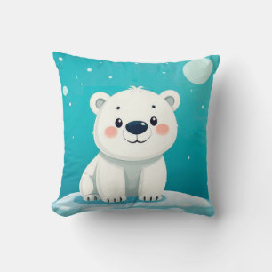 💙 Cartoon Ijsbeer Cozy Blauwe Decoratie Cadeau ✨ Kussen