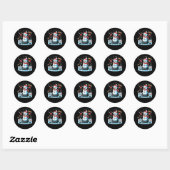Cartoon ijshockey puck sneeuwman met kerstmuts chr ronde sticker (Vel)