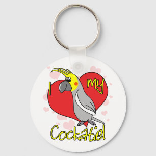 Cartoon Ik hou van mijn CockatielSleutelhanger Sleutelhanger