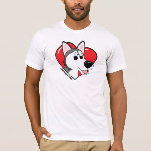 Cartoon Ik hou van mijn Siberian Husky T-shirt