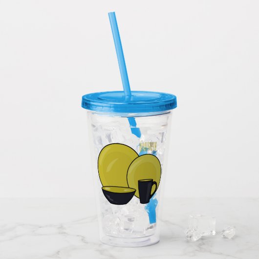 Cartoon illustratie tableware instellen acryl drinkbeker (Voorkant ijs)