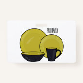 Cartoon illustratie tableware instellen badge (Achterkant)