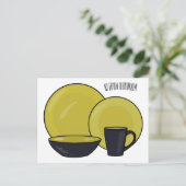 Cartoon illustratie tableware instellen briefkaart (Staand voorkant)