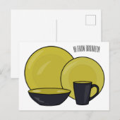 Cartoon illustratie tableware instellen briefkaart (Voorkant / Achterkant)