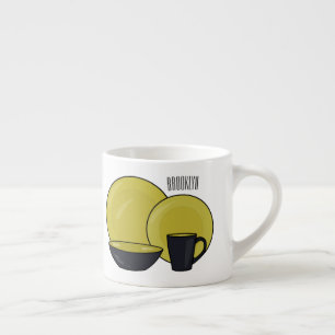 Cartoon illustratie tableware instellen espresso kop