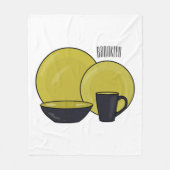 Cartoon illustratie tableware instellen fleece deken (Voorkant)