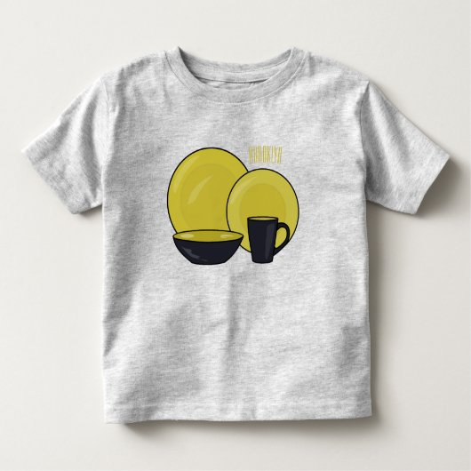 Cartoon illustratie tableware instellen kinder shirts (Voorkant)