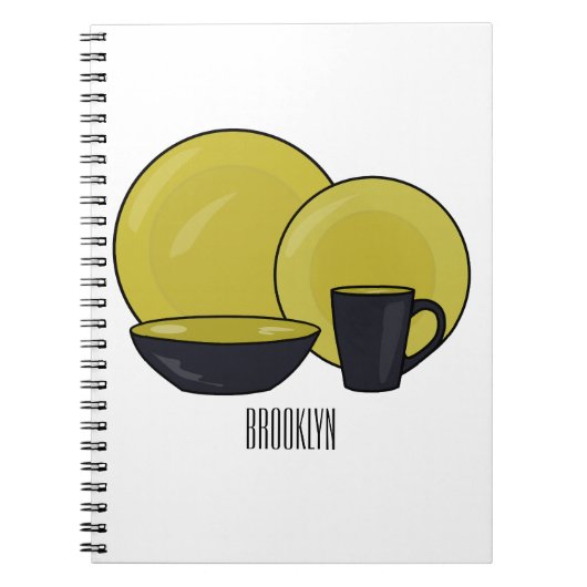 Cartoon illustratie tableware instellen notitieboek (Voorkant)