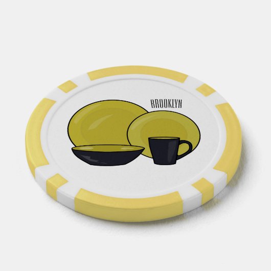 Cartoon illustratie tableware instellen poker chips (Enkel)