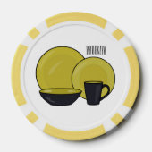 Cartoon illustratie tableware instellen poker chips (Achterkant)