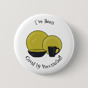 Cartoon illustratie tableware instellen ronde button 5,7 cm