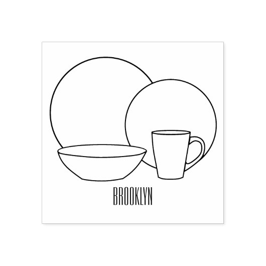 Cartoon illustratie tableware instellen 	rubberstempel (Afrduk)