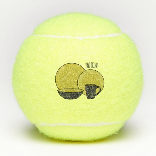 Cartoon illustratie tableware instellen tennisballen (Voorkant)