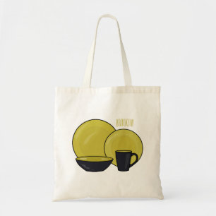 Cartoon illustratie tableware instellen tote bag