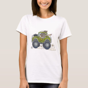 Cartoon illustratie van een olifant die een jeep b t-shirt