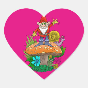 Cartoon illustratie van een staande wuivende kabou hart sticker