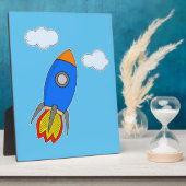 Cartoon in blauwe lucht fotoplaat (Zijkant)