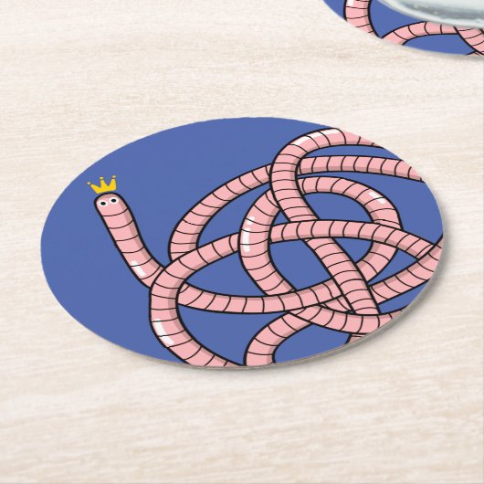 Cartoon in kroon ronde kartonnen onderzetter (Gebogen)