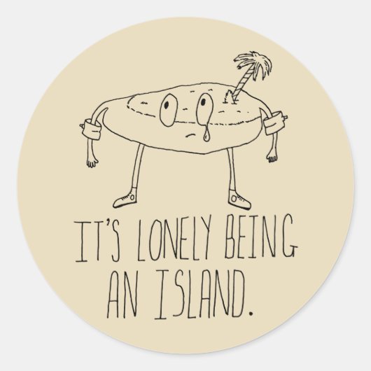 Cartoon Island Ronde Sticker (Voorkant)