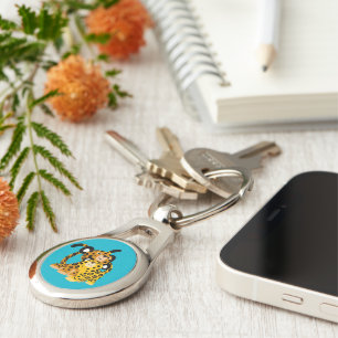 Cartoon Jaguars in Love Metal Sleutelhanger