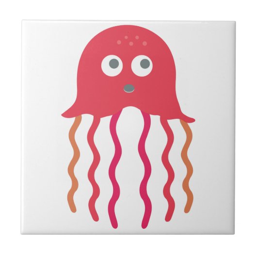 Cartoon Jellyfish Tegeltje (Voorkant)