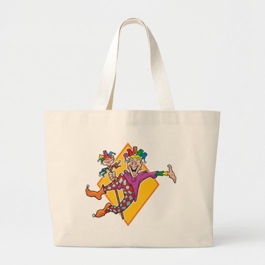 Cartoon Jester Grote Tote Bag (Voorkant)