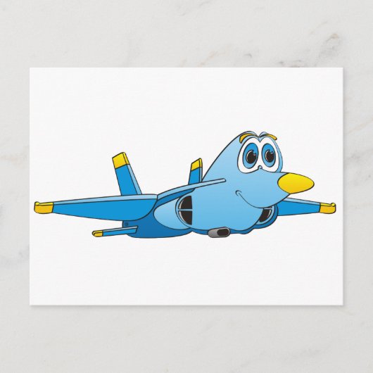 Cartoon Jet Briefkaart (Voorkant)