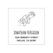 Cartoon Jetpack Turtle Address Rubberstempel (Afrduk)