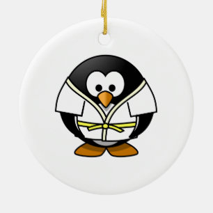 Cartoon Judo Penguin Keramisch Ornament