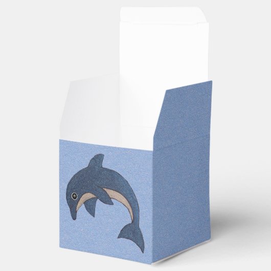 Cartoon Jumping Dolfijn Glitterij Donkerblauw Wit Bedankdoosjes (Geopend)