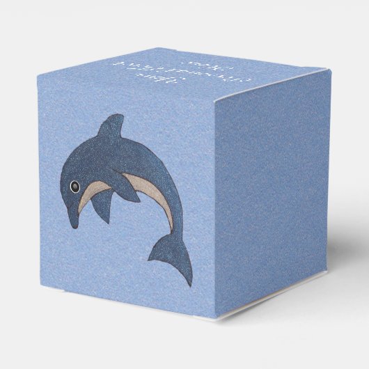Cartoon Jumping Dolfijn Glitterij Donkerblauw Wit Bedankdoosjes (Achterkant)