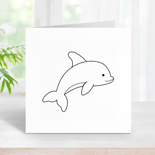 Cartoon Jumping Dolphin Color Me Rubberstempel
