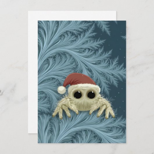 Cartoon Jumping Spider Christmas Cards Feestdagenkaart (Voorkant / Achterkant)
