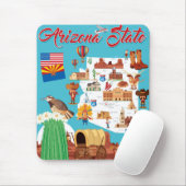 Cartoon Kaart van Arizona Muismat (Met muis)