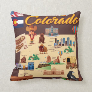 Cartoon Kaart van Colorado Kussen