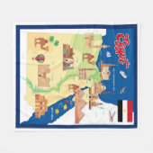 Cartoon Kaart van Egypte Fleece Deken (Voorkant (Horizontaal))
