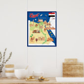 Cartoon Kaart van Egypte Poster (Keuken)
