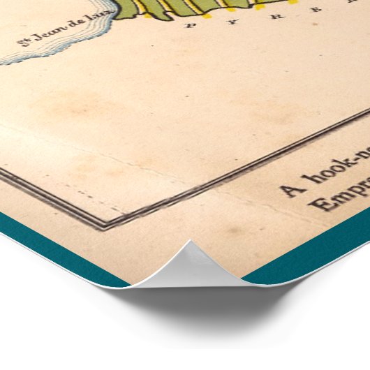 Cartoon Kaart van Frankrijk (1868) Poster (Hoek)