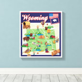 Cartoon Kaart Wyoming Canvas Afdruk (Insitu (Houten vloer))