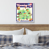 Cartoon Kaart Wyoming Canvas Afdruk (Insitu (Slaapkamer))