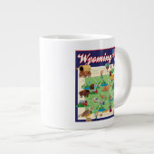 Cartoon Kaart Wyoming Extra Grote Beker (Voorkant rechts)