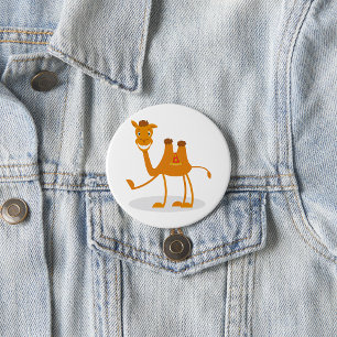 Cartoon Kameel Lachend Woestijn Dier Karakter Ronde Button 7,6 Cm