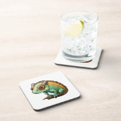 Cartoon kameleon illustratie bier onderzetter (Rechterzijde)