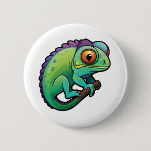 Cartoon kameleon illustratie ronde button 5,7 cm