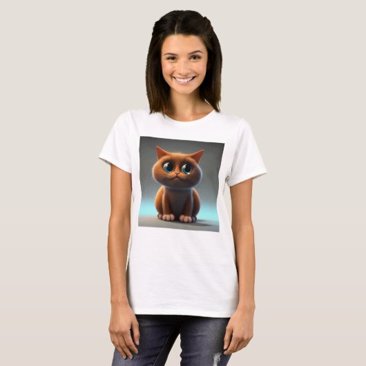 Cartoon karakter illustratie van een schattige kat t-shirt (Voorkant volledig)