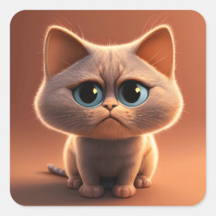 Cartoon karakter illustratie van een schattige kat vierkante sticker