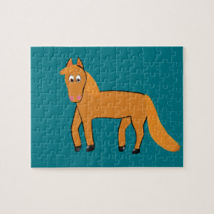 Cartoon kastanjepaarden legpuzzel