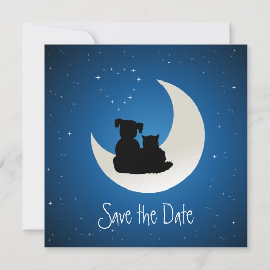 Cartoon Kat en honden Opslaan datum Save The Date (Voorkant)