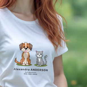 Cartoon Kat & Hond - Huisdieren Diensten Tri-Blend Shirt