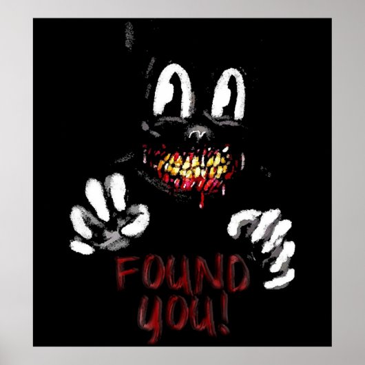Cartoon kat Horror Creepy Cat vond je Halloween Poster (Voorkant)